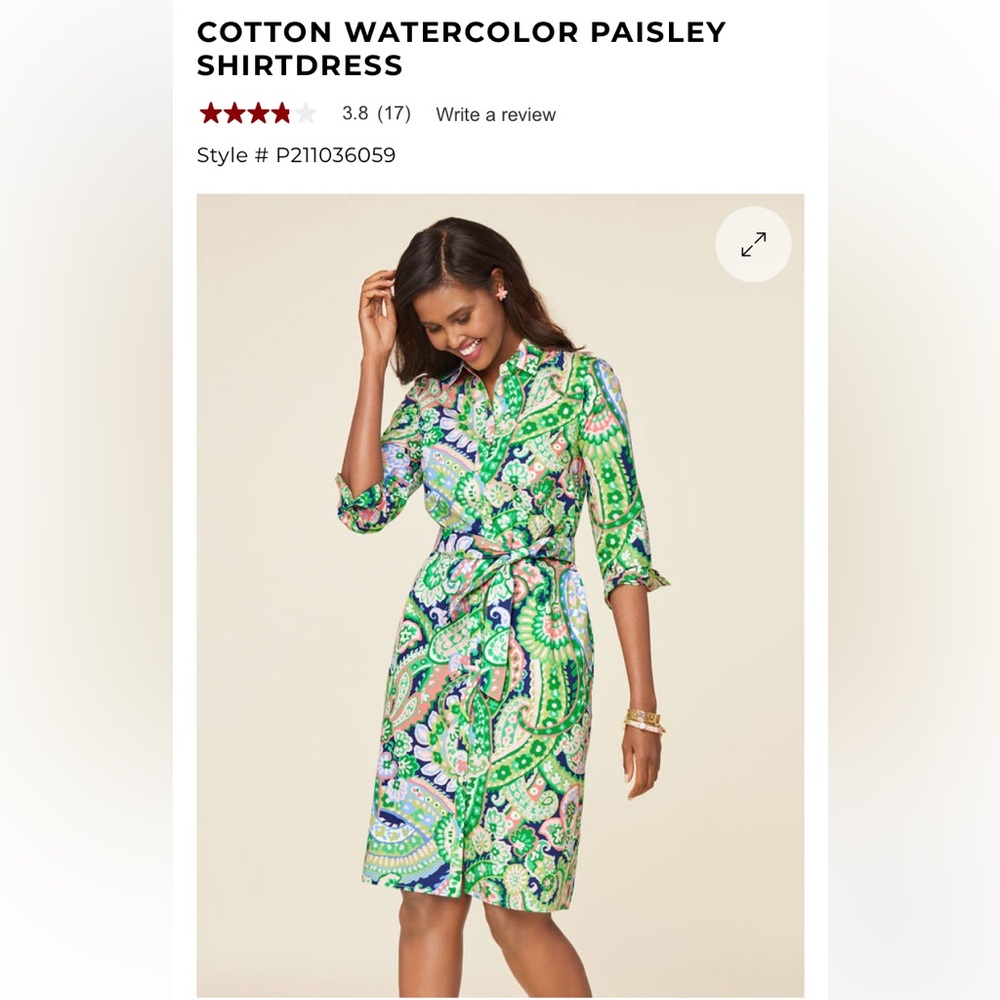 Talbots paisley watercolor shirt‎ dress. Worn about 3x